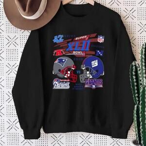 Superbowl 2008 Patriots Giants Black Football Retro Sweatshirt